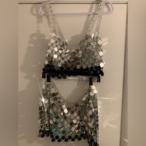 2 piece sliver chain festival set